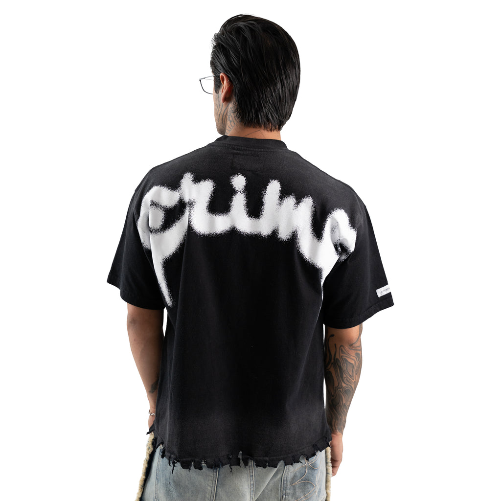 DISTRESSED BLACK TEE - CRIMELIFE
