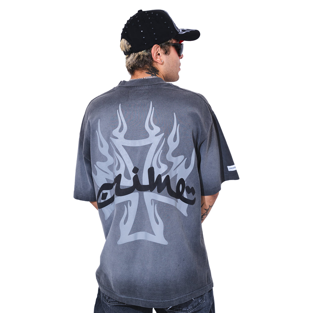 CROSS FLAMES TEE - CRIMELIFE