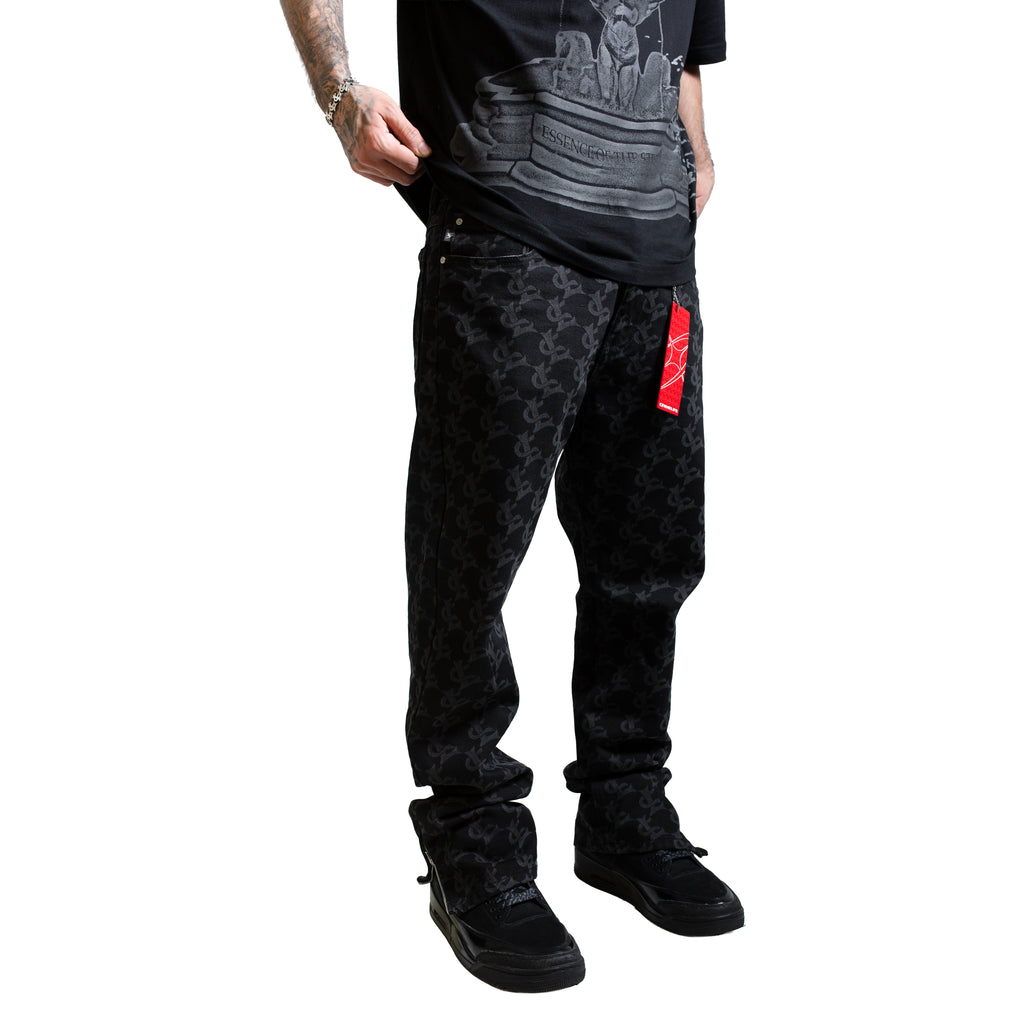 CL MONOGRAM DENIM JEANS BLACK