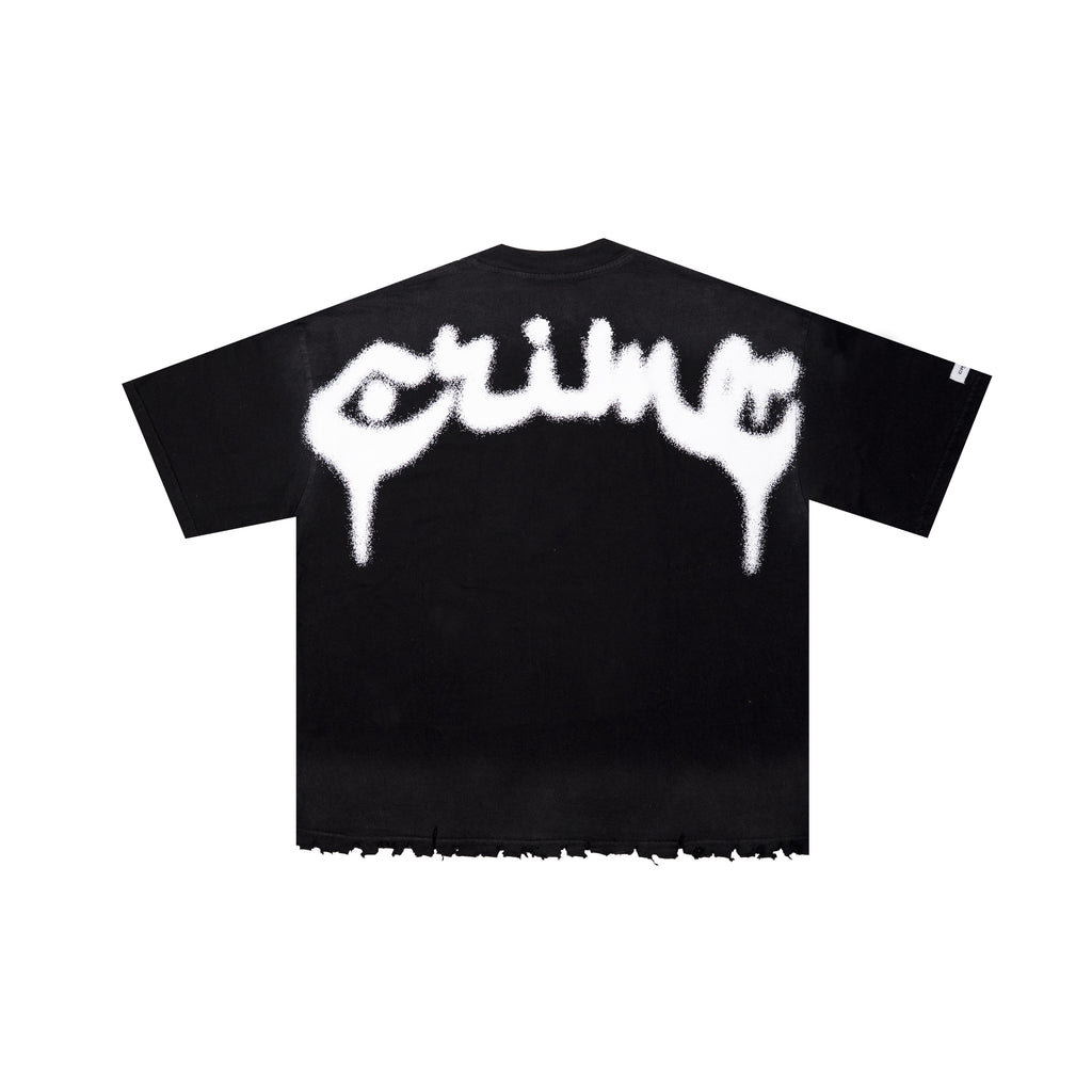 DISTRESSED BLACK TEE - CRIMELIFE