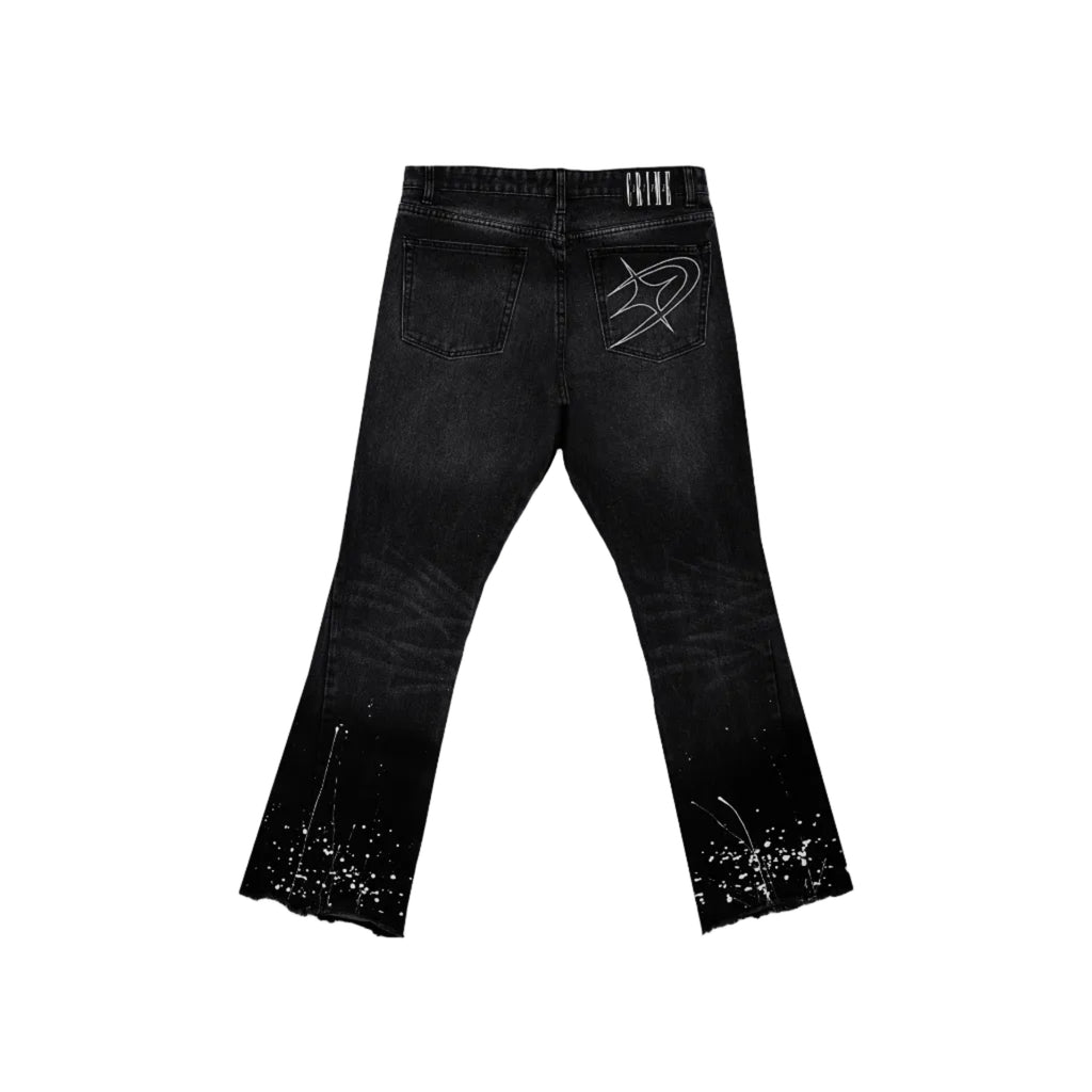 GOTHIC BLACK FLARED JEANS - CRIMELIFE
