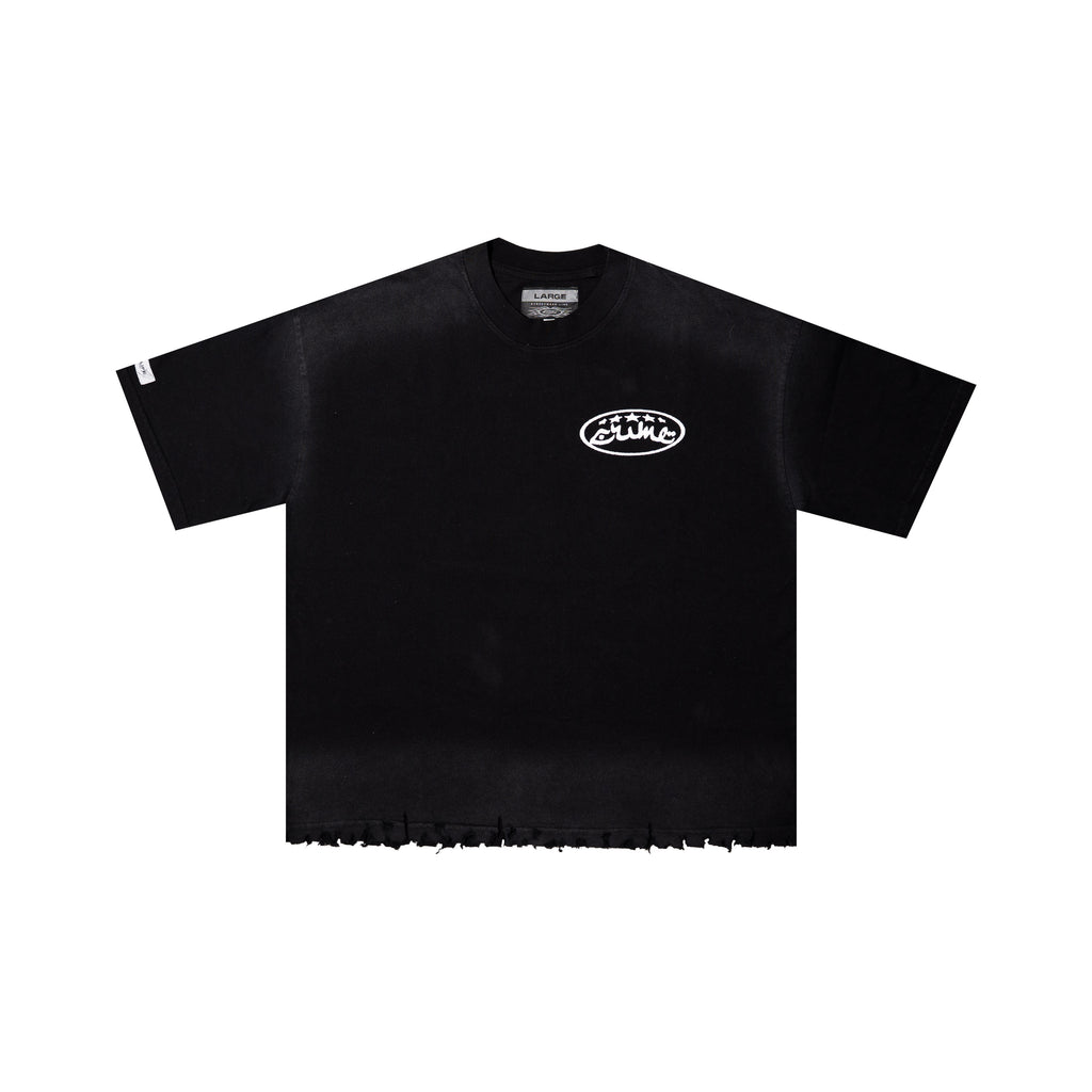 DISTRESSED BLACK TEE - CRIMELIFE