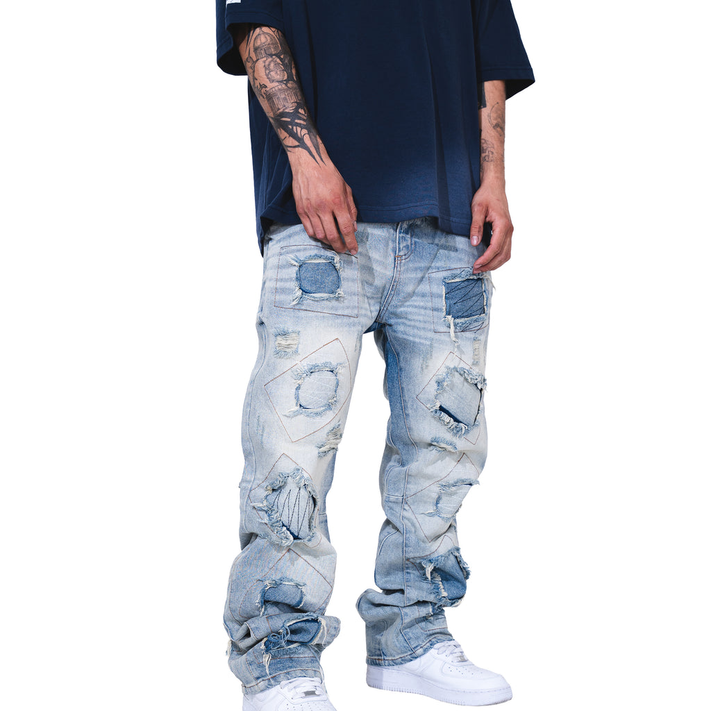 PATCHWORK DENIM JEANS - CRIMELIFE