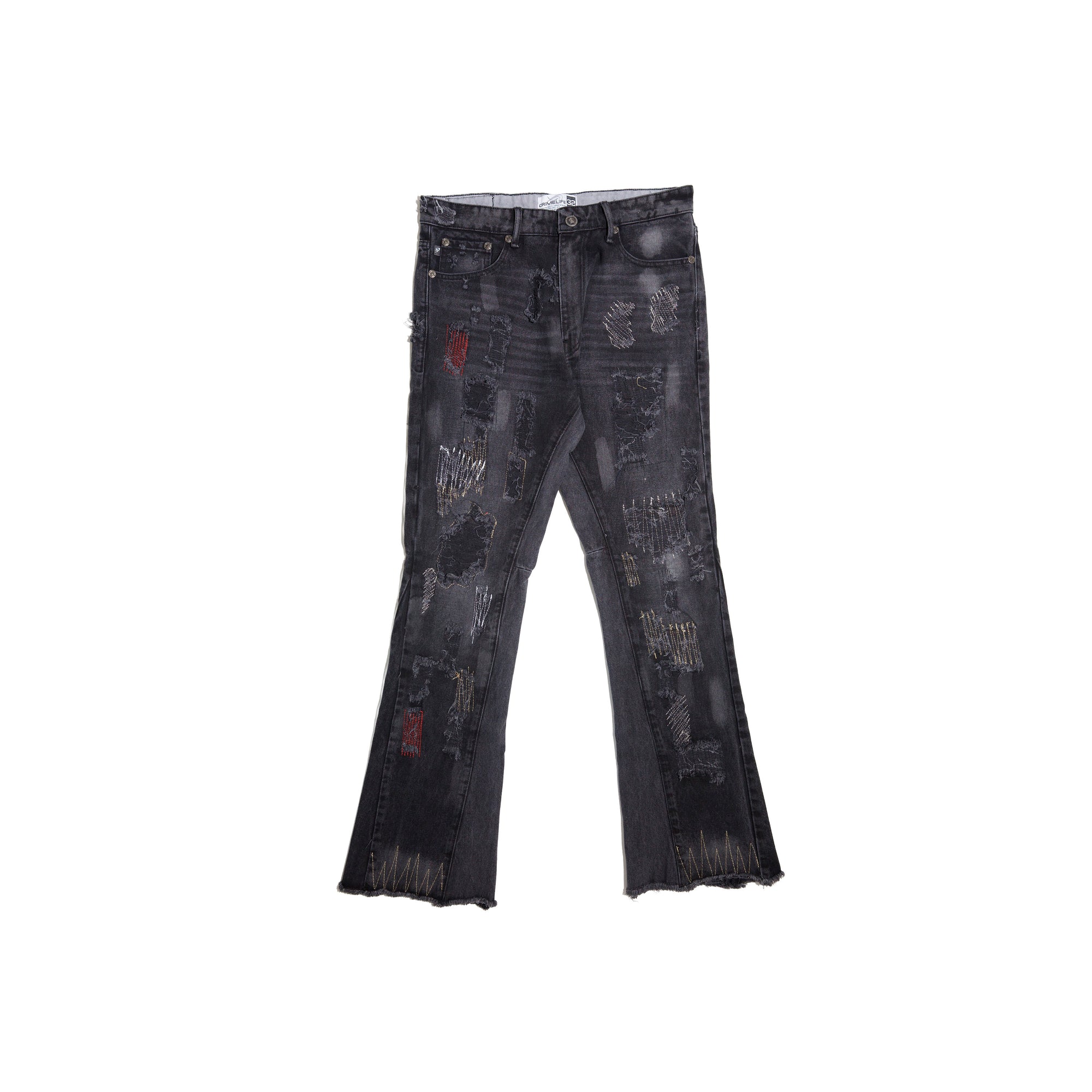 MIDNIGHT DESTROYED FLARED JEANS