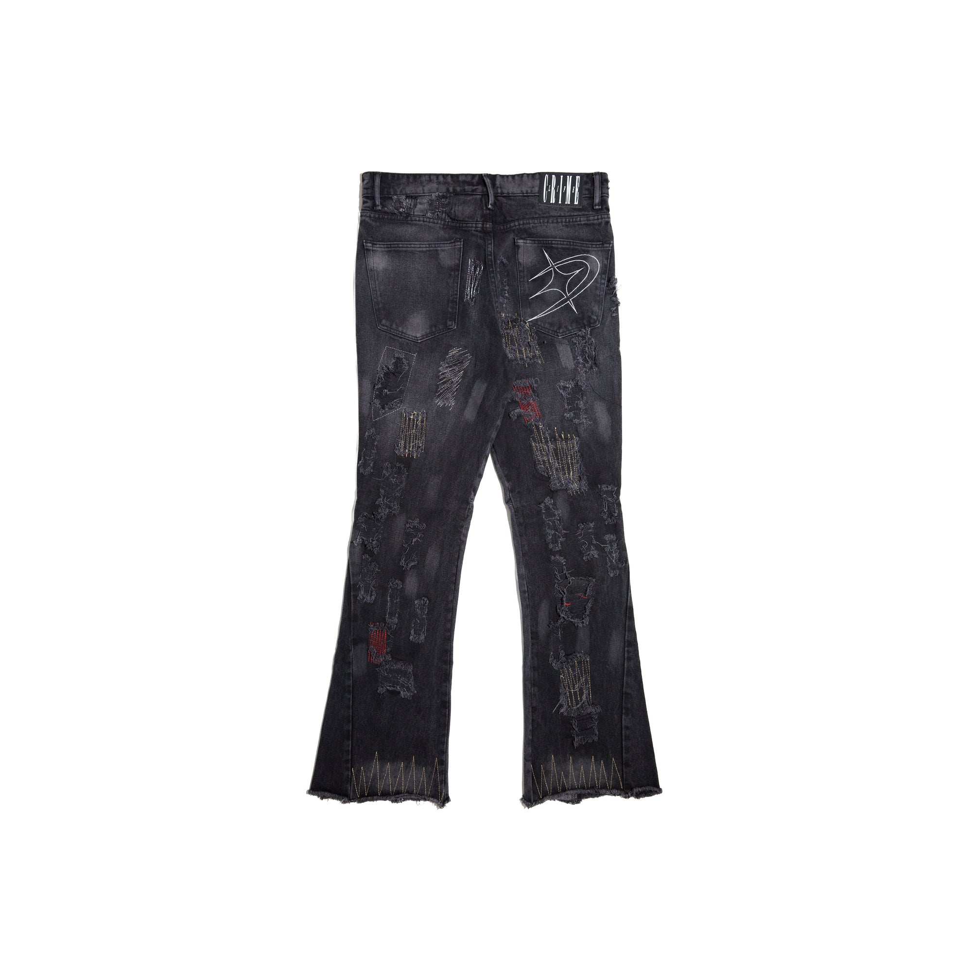 MIDNIGHT DESTROYED FLARED JEANS