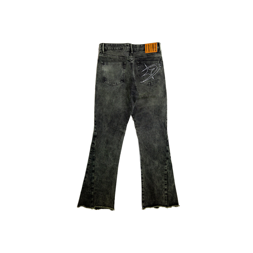 GOTHIC CROSS FLARED JEANS - CRIMELIFE