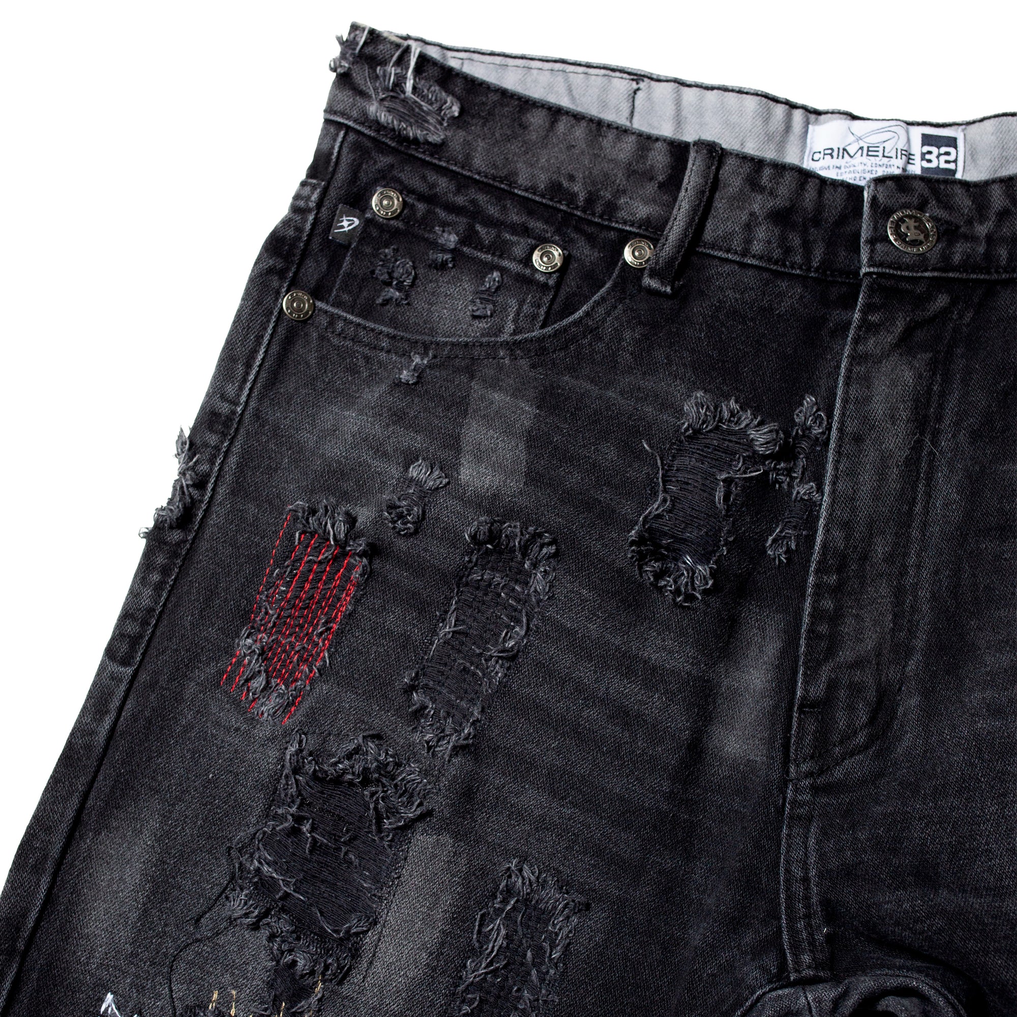 MIDNIGHT DESTROYED FLARED JEANS