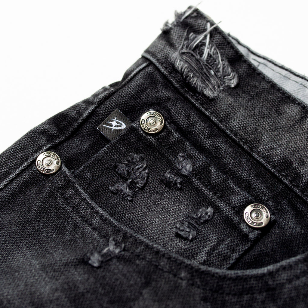 MIDNIGHT DESTROYED FLARED JEANS