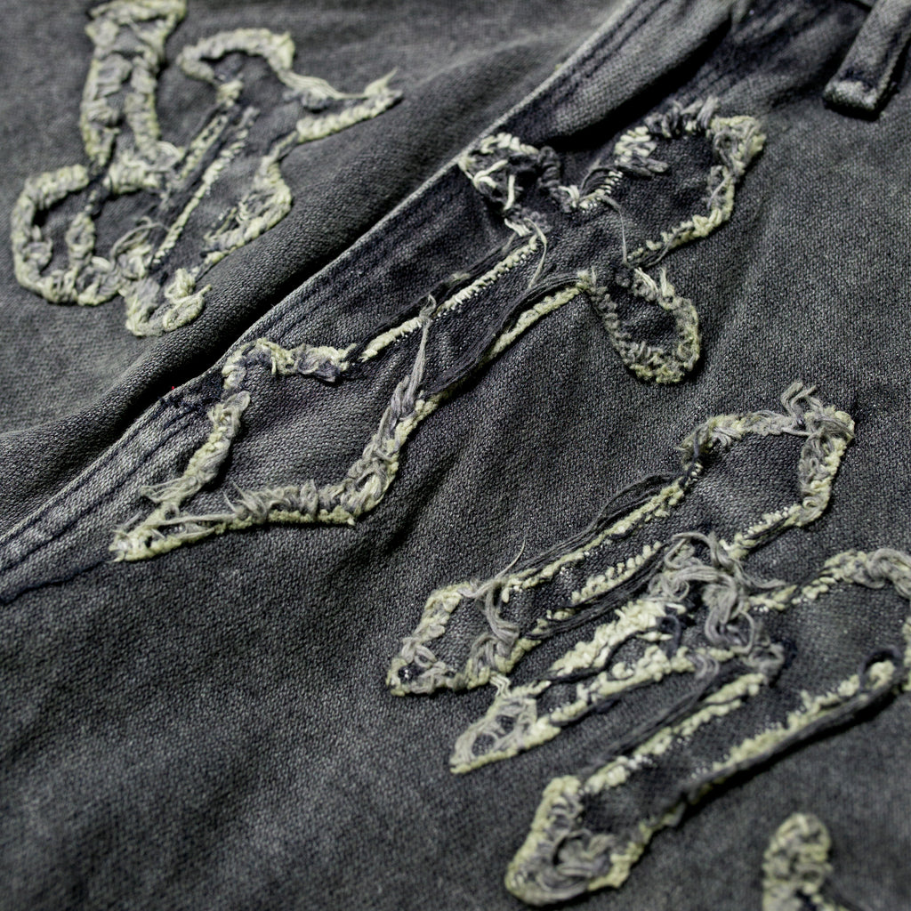 GOTHIC CROSS FLARED JEANS - CRIMELIFE