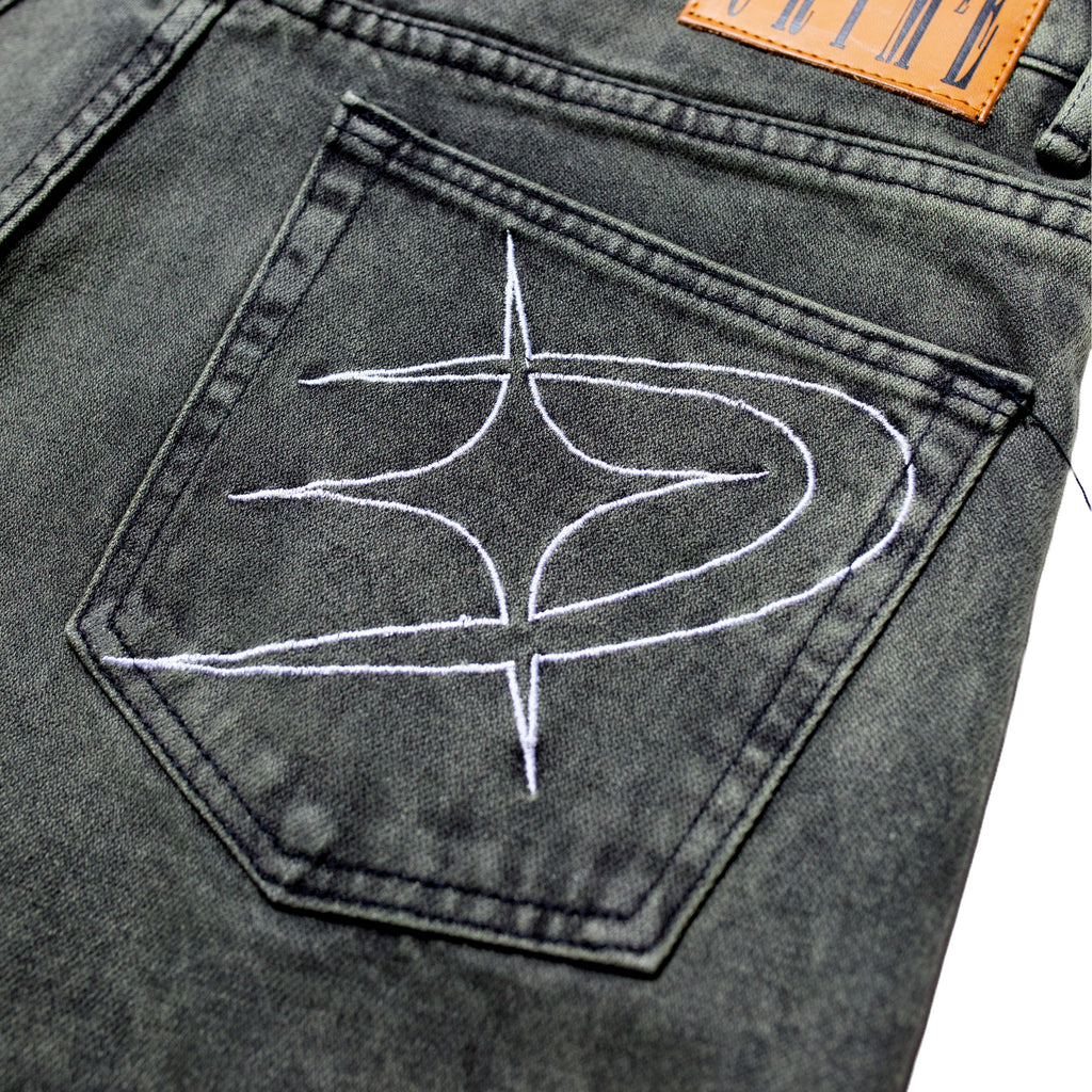 GOTHIC CROSS FLARED JEANS - CRIMELIFE