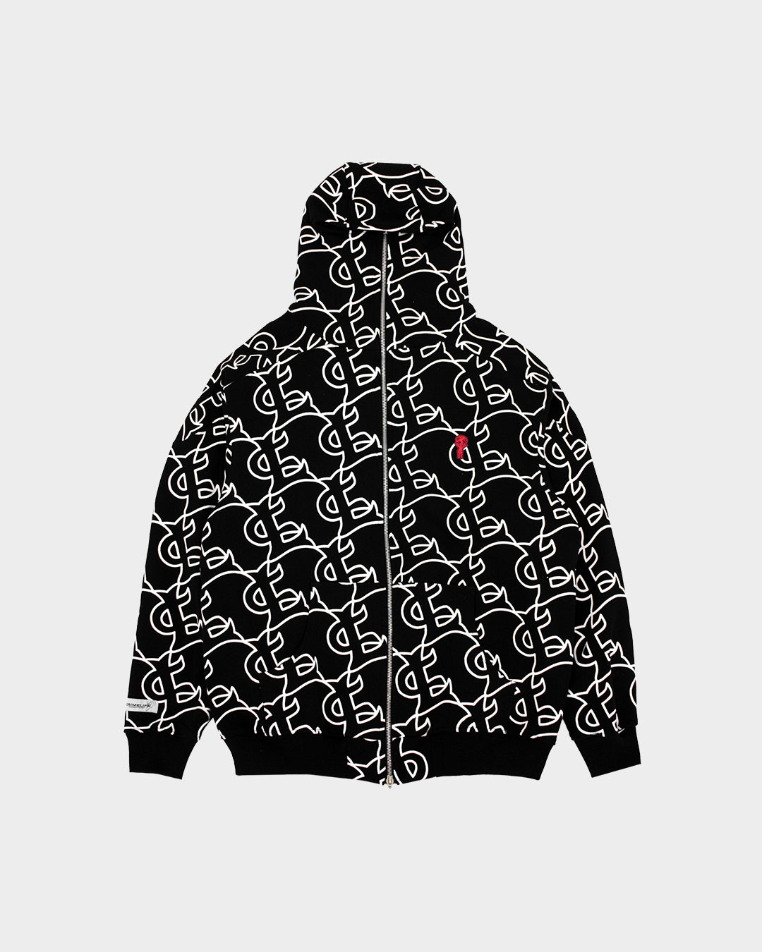 CL MONOGRAM FACE MASK ZIP HOODIE - CRIMELIFE