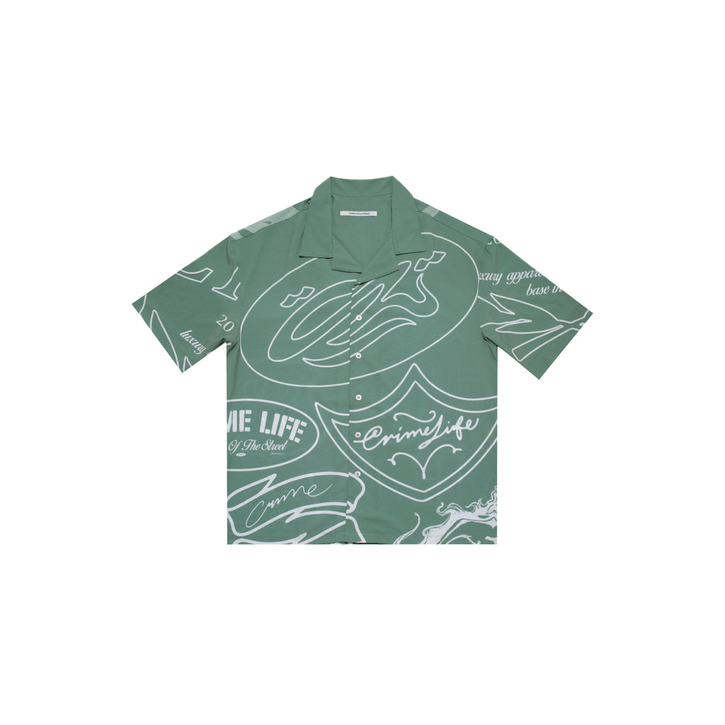 GREEN FULL SCRIPT CL SHIRT - CRIMELIFE